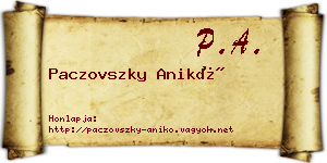 Paczovszky Anikó névjegykártya